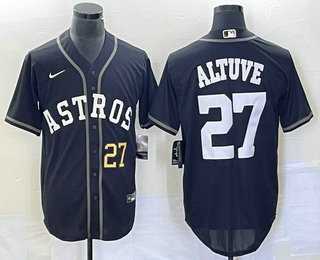 Mens Houston Astros #27 Jose Altuve Number Black Cool Base Stitched Baseball Jersey->houston astros->MLB Jersey